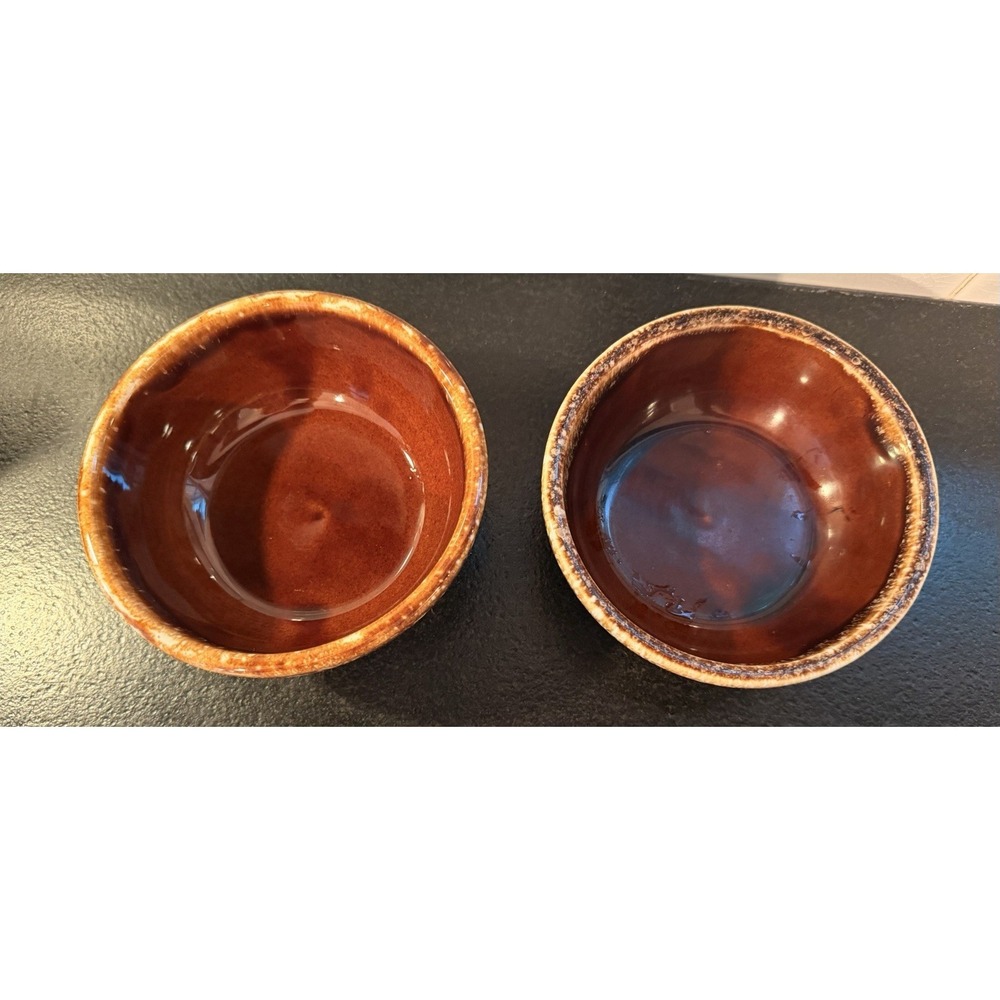 VTG Kathy Kale Brown Drip Glaze 2 Bowls Cereal Salad Soup Chili Pottery Set USA - Picture 2 of 11